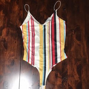 size small striped body suit